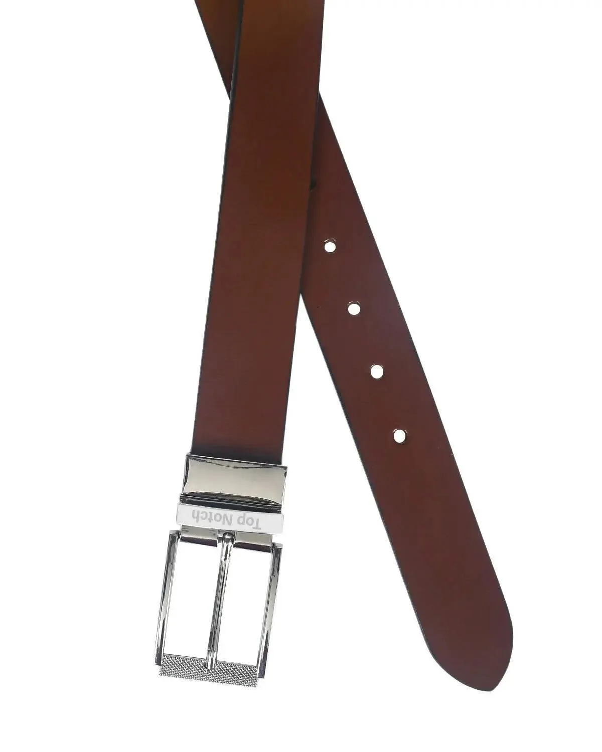 Top Notch Leather Belt for Men Colour Tan / Dark Brown Reversible Italian Belt (SKU TP0013)