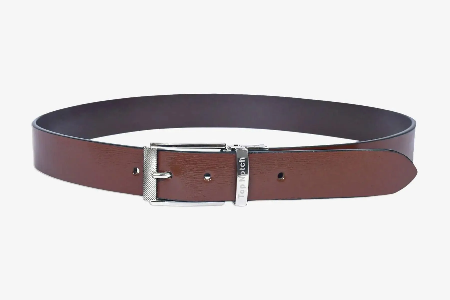 Top Notch Leather Belt for Men Colour Tan / Dark Brown Reversible Italian Belt (SKU TP0013)