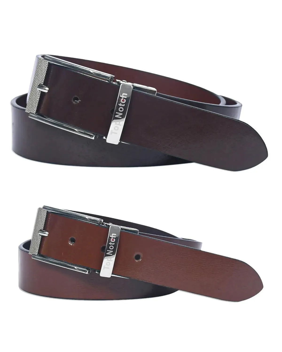 Top Notch Leather Belt for Men Colour Tan / Dark Brown Reversible Italian Belt (SKU TP0013)