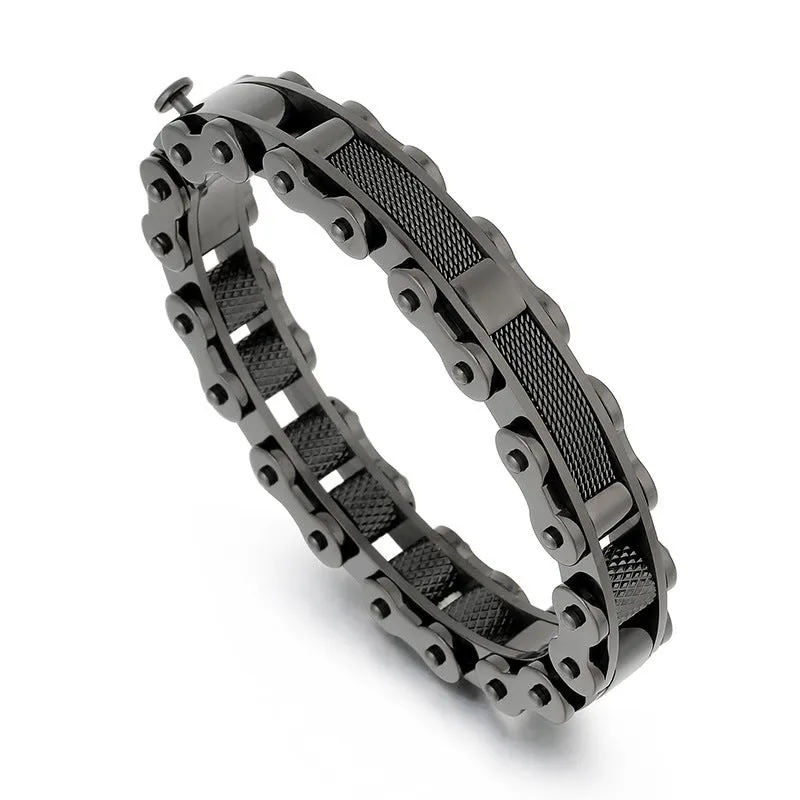 Trendy Men's Titanium Steel Bicycle Chain Bracelet - Niche Design Fashion Accessory for Hip-Hop Style