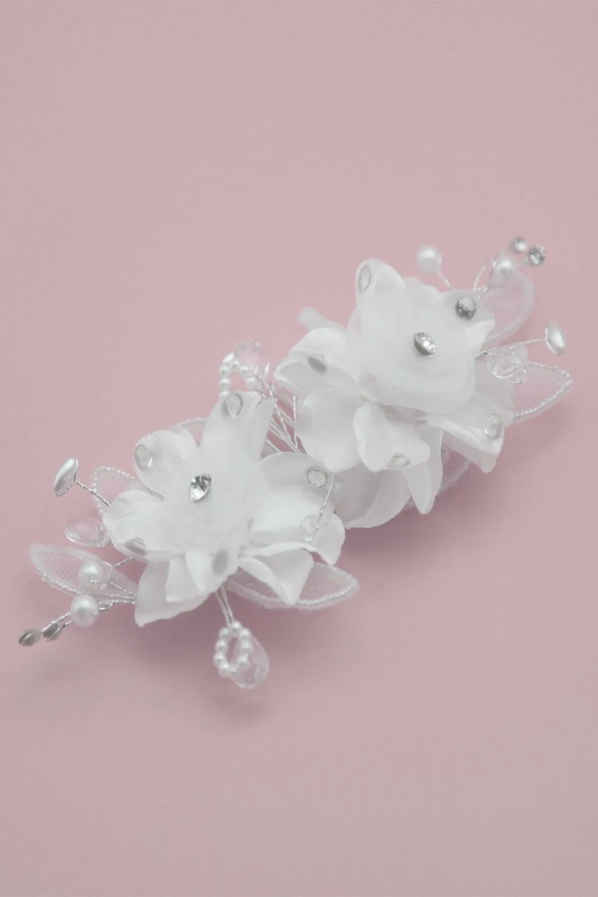 Twin White Carnations Comb