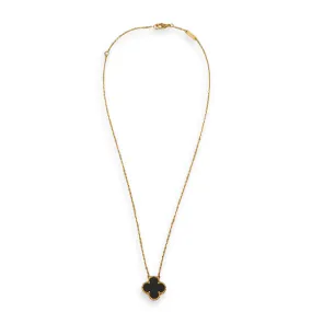 Vintage Alhambra Black Onyx Necklace in Gold