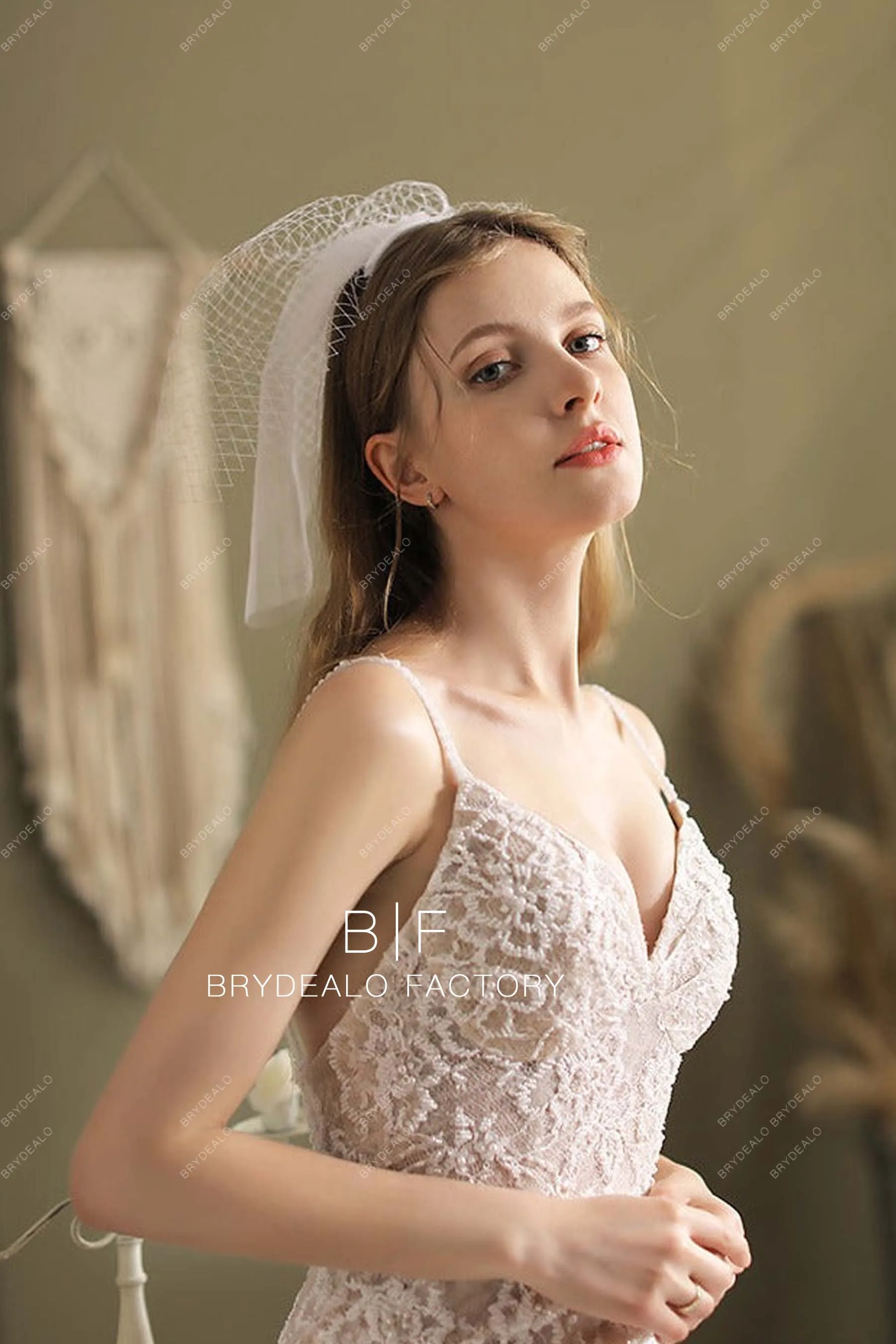 Vintage Birdcage Veil Classic Short Bridal Tulle Blusher Veil