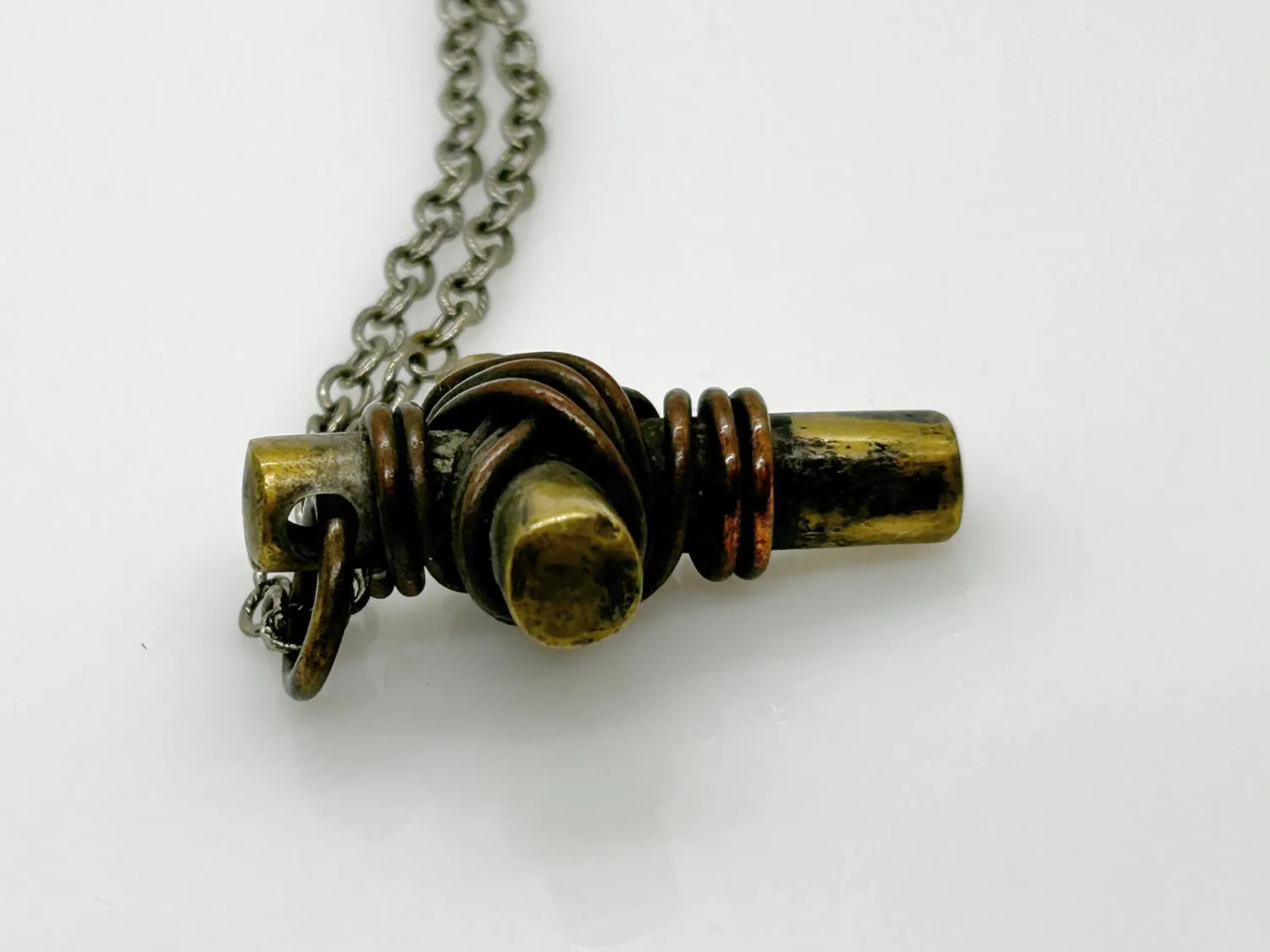 Vintage Rugged Brass Cross Necklace on Chain