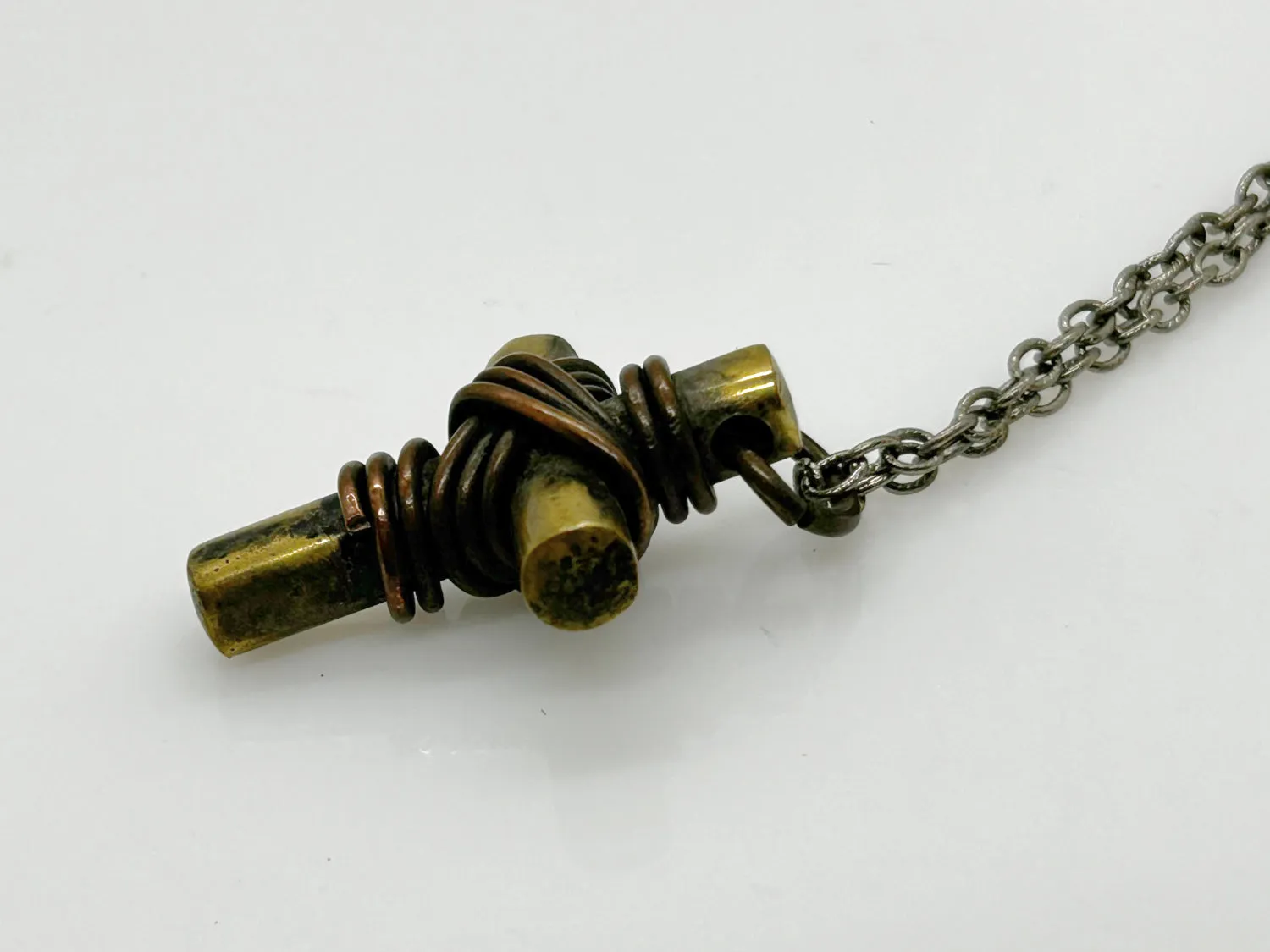 Vintage Rugged Brass Cross Necklace on Chain