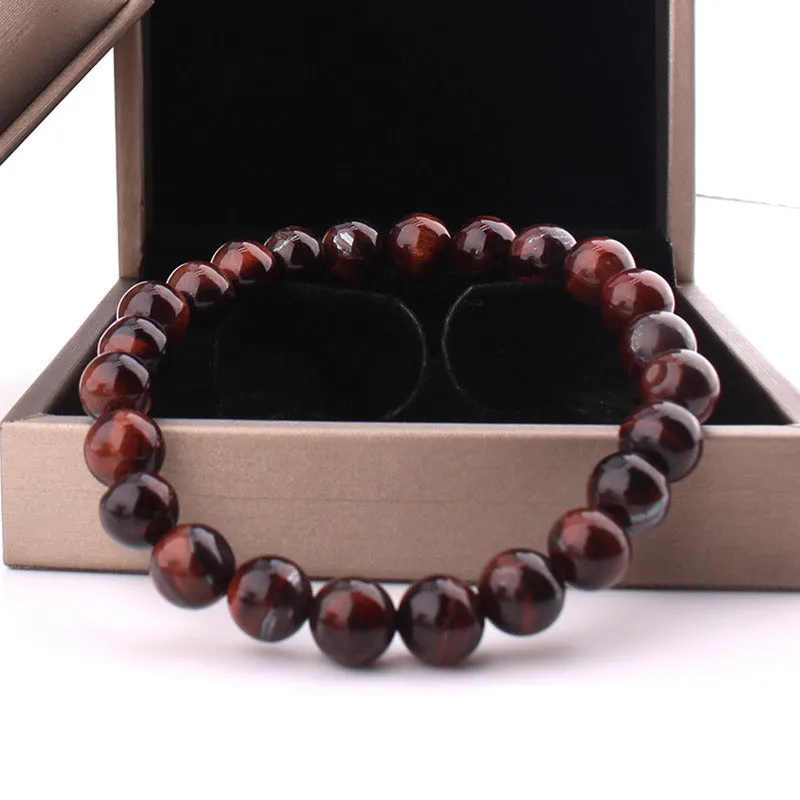 Vintage Style 8mm Red Tiger Eye Bracelet Anti-fatigue