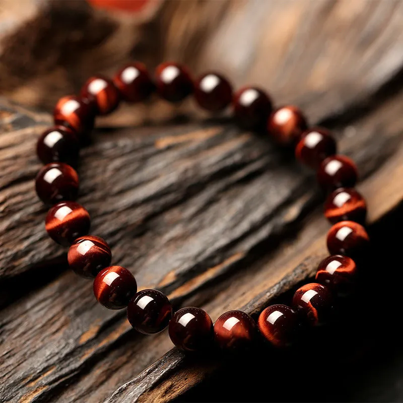 Vintage Style 8mm Red Tiger Eye Bracelet Anti-fatigue