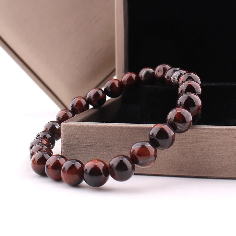 Vintage Style 8mm Red Tiger Eye Bracelet Anti-fatigue