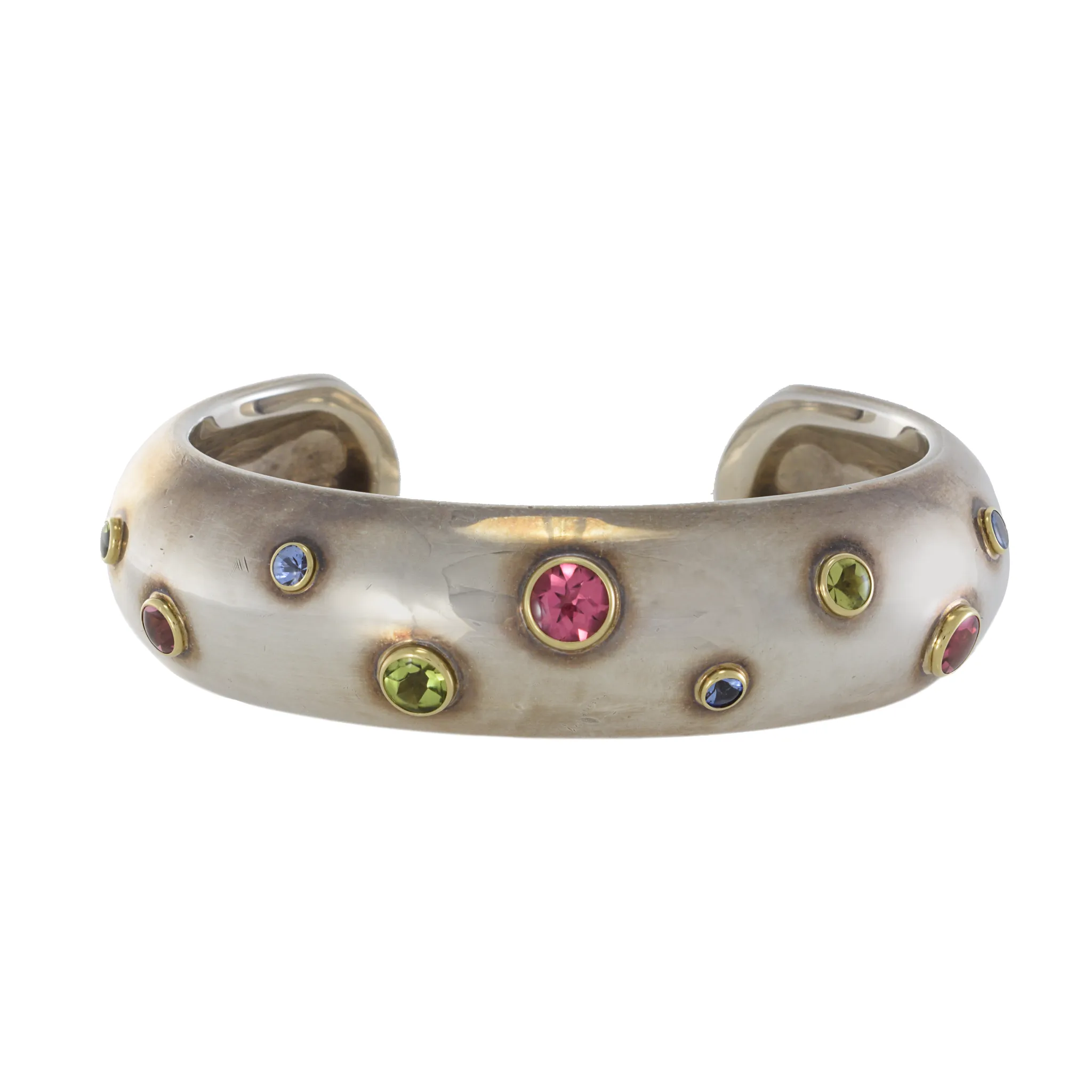 Vintage Tiffany & Co. 2001  Etoile Multi Gem Cuff Bracelet, Silver, 18K Gold, and Gems