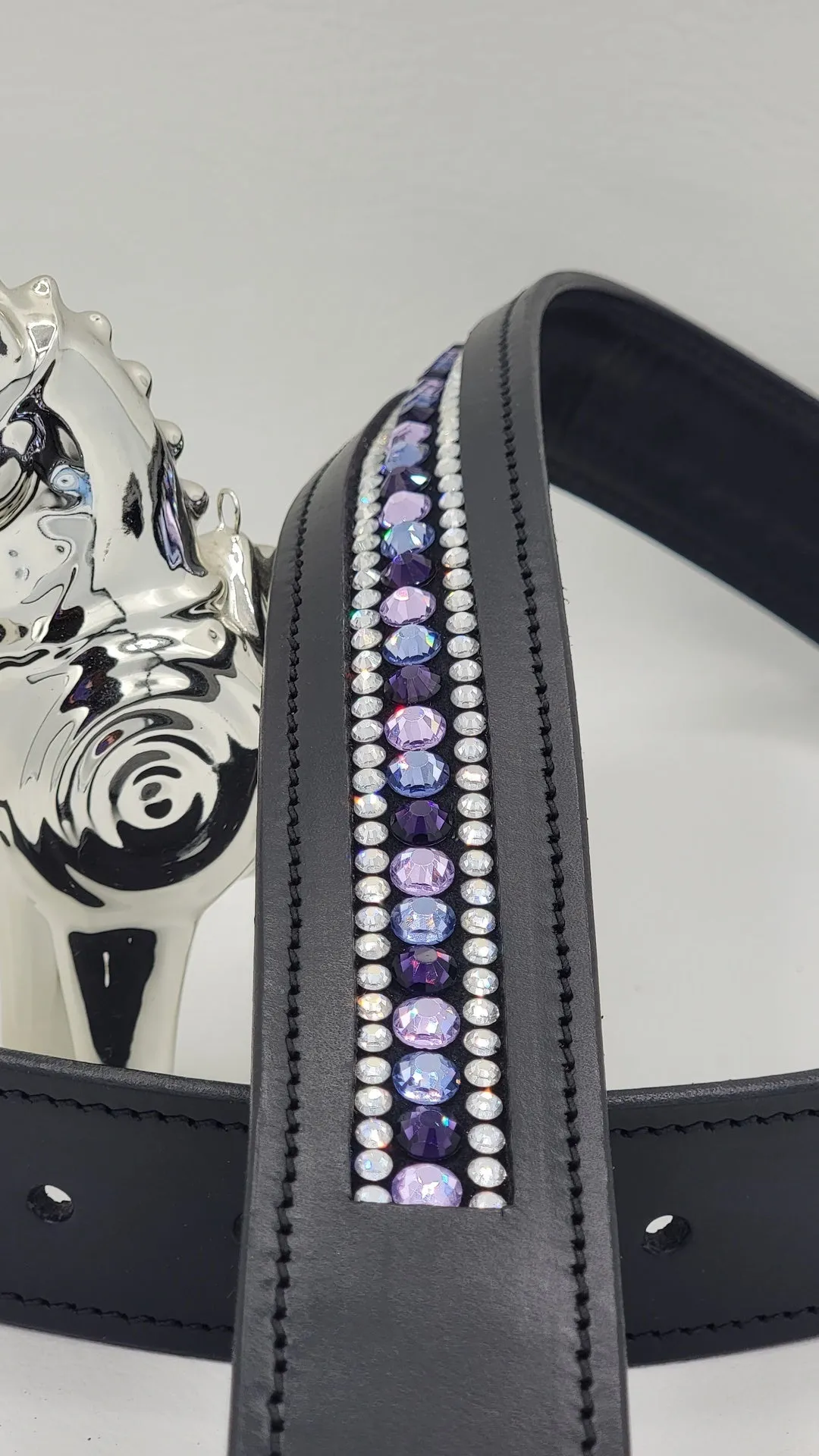 Violet, Tanzanite, and Deep Tanzanite 3 Row Leather Belt