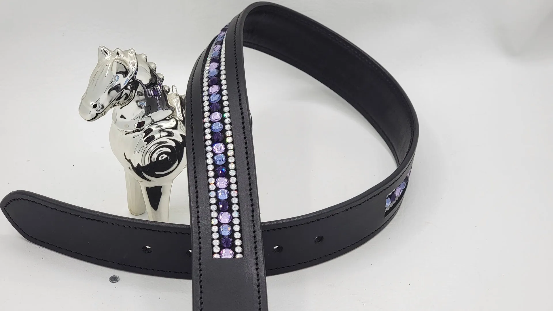 Violet, Tanzanite, and Deep Tanzanite 3 Row Leather Belt