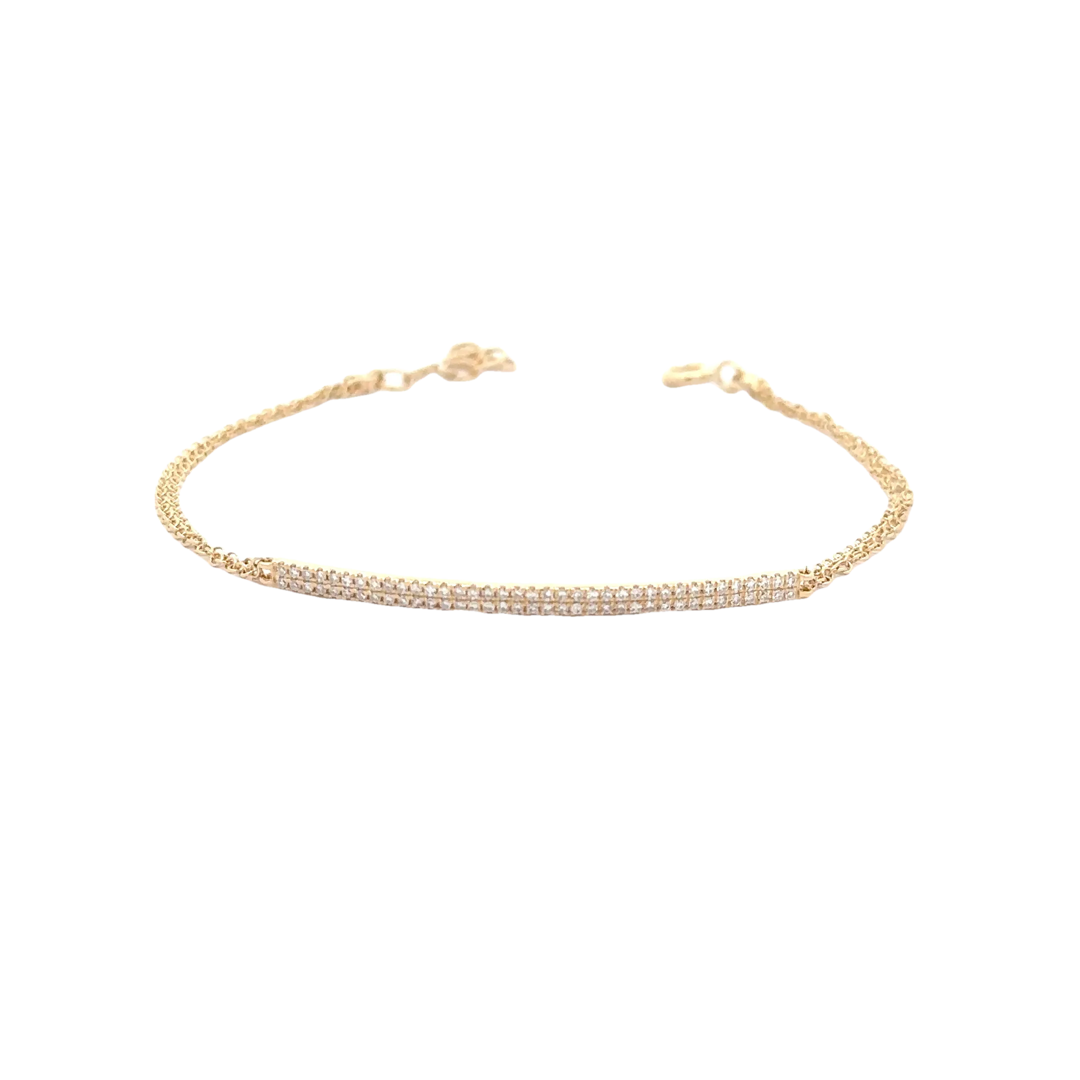 WD1707 14kt Gold Pave Diamond Bar ID Bracelet