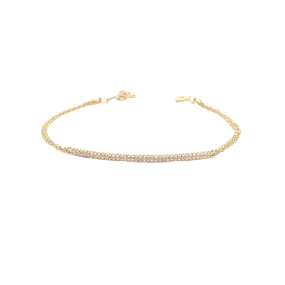 WD1707 14kt Gold Pave Diamond Bar ID Bracelet