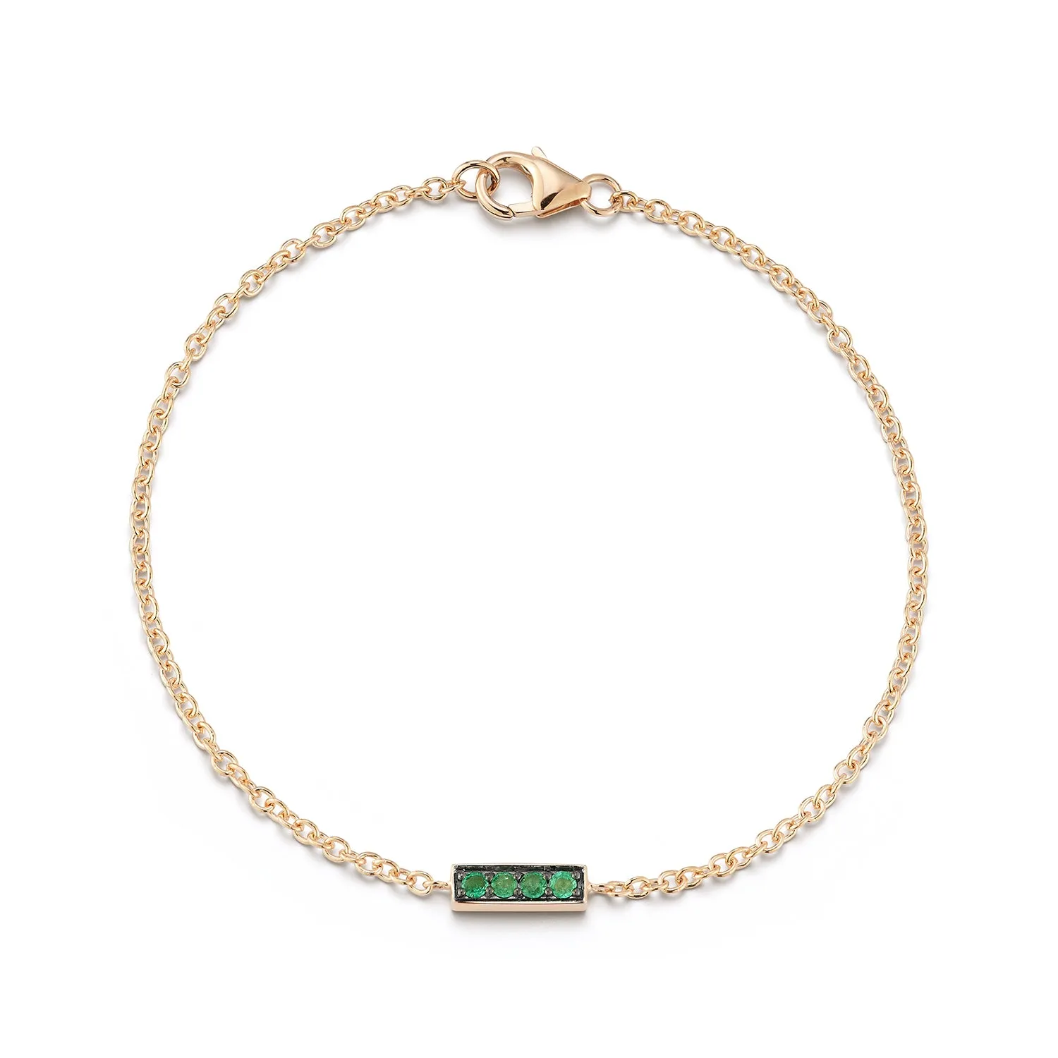 WF CLASSIC 18K GOLD AND GREEN EMERALD BAR BRACELET