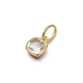 White Topaz April Birthstone Charm Pendant 18ct Gold Plate