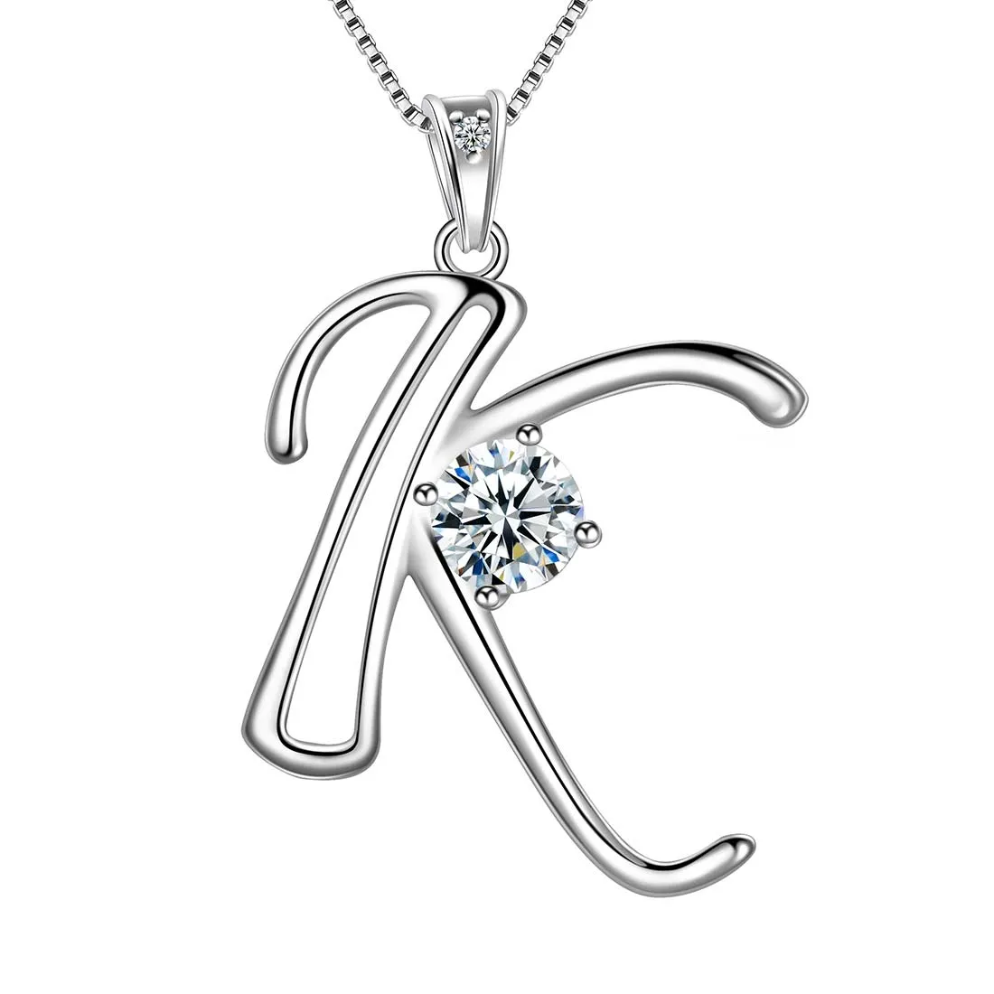 Women Initial K Letter Pendant Necklace Girl Name Jewelry Gift 925 Sterling Silver