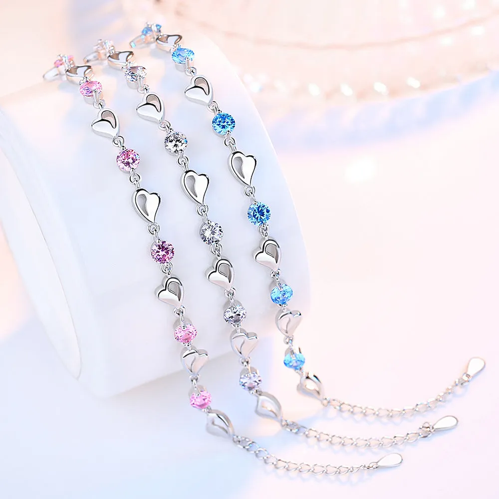 Women's Hollow Out Heart Silver Plated Bracelet