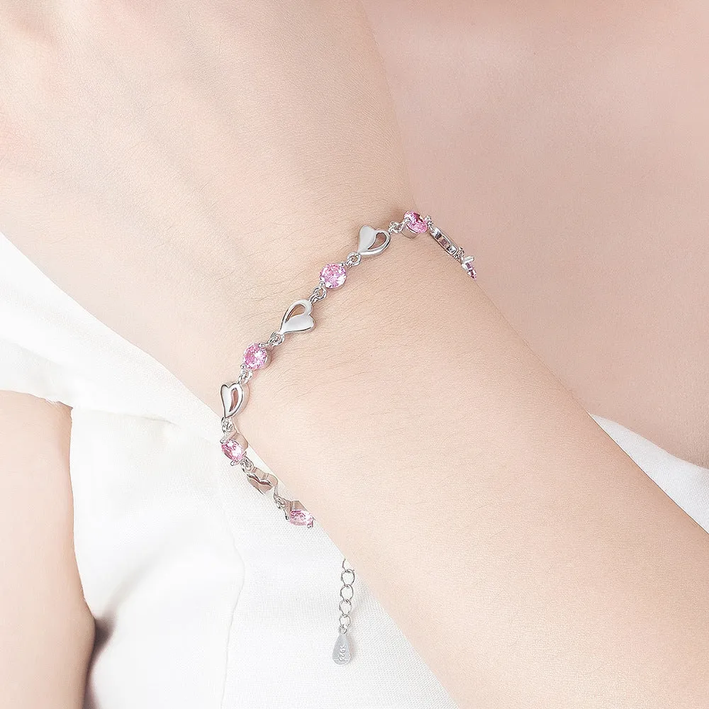 Women's Hollow Out Heart Silver Plated Bracelet